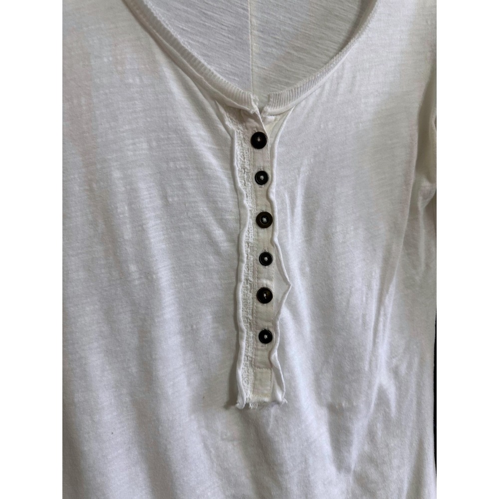 Free People White Cotton Crochet Lace Long Sleeve Henley Top Size M Cottagecore - Picture 7 of 8